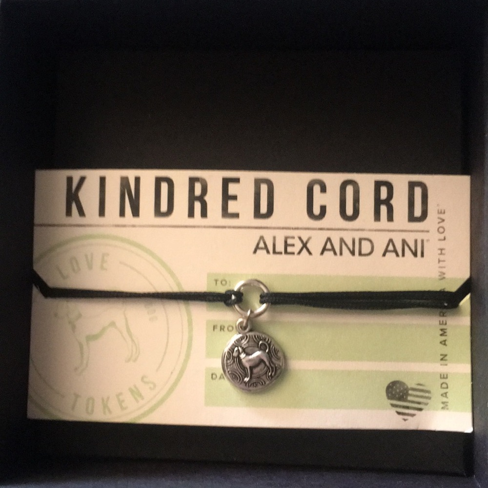 Alex and Ani pull cord bracelet with dog charm
